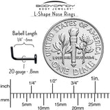 20G 1/4 Black ASTM F-136 Implant Grade Titanium 3mm Disc End L Shape Nose Ring