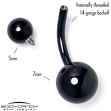 Black ASTM F-136 Implant Grade Titanium Internally Threaded Belly Ring