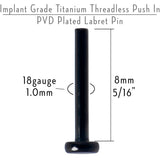 18G 5/16 Black ASTM F-136 Implant Grade Titanium Threadless Post Only Labret