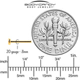 20G 5/16 Gold Hue ASTM F-136 Implant Grade Titanium Threadless Post Only Labret