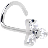 20G 1/4 ASTM Clear CZ Gem F-136 Titanium Threadless Left Nose Screw