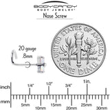 20G 1/4 White Synthetic Opal ASTM F-136 Implant Grade Titanium Threadless Left Nose Screw