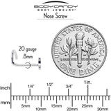 20G 1/4 ASTM F-136 Implant Grade Titanium Moon Threadless Left Side Nose Screw