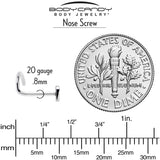 20G 1/4 ASTM F-136 Implant Grade Titanium Heart Threadless Left Side Nose Screw