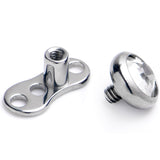 14G 4mm Gem Bezel Top 3 Hole Dermal Implant Grade Titanium Anchor Base