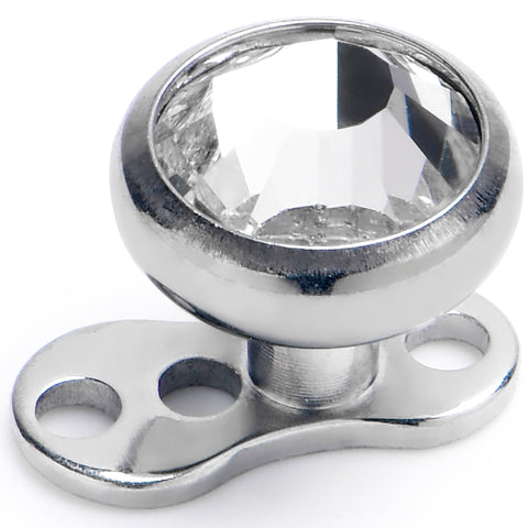 14G 5mm Gem Bezel Top 3 Hole Dermal Implant Grade Titanium Anchor Base