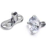 14G 4mm CZ Top 3 Hole Dermal Implant Grade Titanium Anchor Base