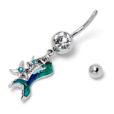 Blue Clear Gem Green Mermaid Tail Stars Dangle Belly Ring