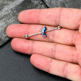 14G Blue Gem Blue Mermaid Tail Star Industrial Barbell 38mm