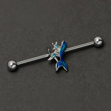 14G Blue Gem Blue Mermaid Tail Star Industrial Barbell 38mm