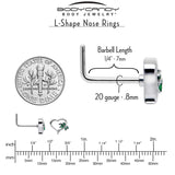 20G 1/4 Palm Tree Love Heart L Shape Nose Ring