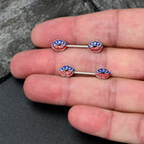 14G 9/16 Patriotic Kissy Lips Barbell Nipple Ring Set
