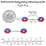 14G 9/16 Patriotic Kissy Lips Barbell Nipple Ring Set