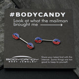 14G 9/16 Patriotic Kissy Lips Barbell Nipple Ring Set