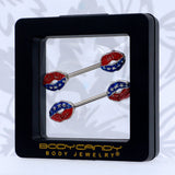 14G 9/16 Patriotic Kissy Lips Barbell Nipple Ring Set