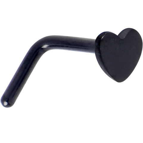 20G 1/4 Black ASTM F-136 Implant Grade Titanium Heart End L Shape Nose Ring