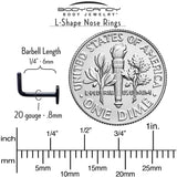 20G 1/4 Black ASTM F-136 Implant Grade Titanium Heart End L Shape Nose Ring