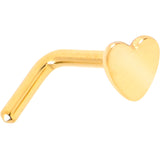 20G 1/4 Gold Tone ASTM F-136 Implant Grade Titanium Heart End L Shape Nose Ring