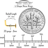 20G 1/4 Gold Tone ASTM F-136 Implant Grade Titanium Heart End L Shape Nose Ring