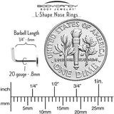 20G 1/4 ASTM F-136 Implant Grade Titanium Heart End L Shape Nose Ring