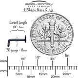 20G 1/4 Black ASTM F-136 Implant Grade Titanium Moon End L Shape Nose Ring