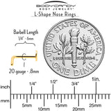 20G 1/4 Gold Tone ASTM F-136 Implant Grade Titanium Moon End L Shape Nose Ring