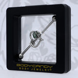 14G Clear Gem Palm Tree Love Heart Industrial Barbell 38mm