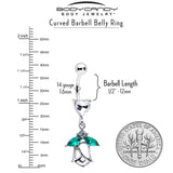 Clear CZ Gem Heart And Rose Dangle Belly Ring