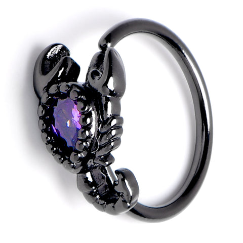 20G Black Goth Scorpion Purple Nose Hoop
