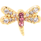 20G 1/4 Pink Clear Gem Dragonfly Drama L Shape Nose Ring