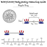 14G 9/16 Patriotic Top Hat Barbell Nipple Ring Set