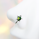 18G 3/8 Green Clear Gem Turtle World Nose Hoop