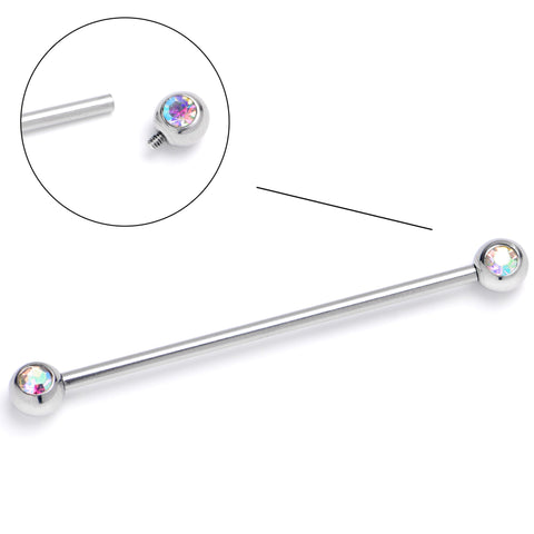 14G Aurora Gem Internally Threaded Industrial Barbell 38mm