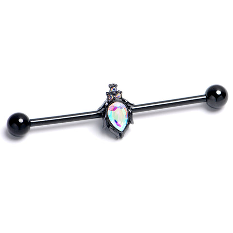 14G Aurora Gem Black Dream Drop Industrial Barbell 38mm