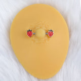 14G 9/16 Bioplast Delicious Strawberry Barbell Nipple Ring Set