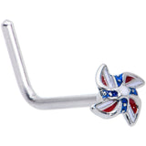 20G 7mm Patriotic Pinwheel L Shape Nose Ring