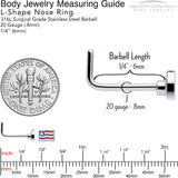 20G 7mm Patriotic Flag L Shape Nose Ring