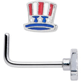 20G 7mm Patriotic Uncle Sam Top Hat L Shape Nose Ring
