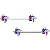 14G 9/16 Patriotic Pinwheel Barbell Nipple Ring Set