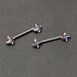 14G 9/16 Patriotic Pinwheel Barbell Nipple Ring Set