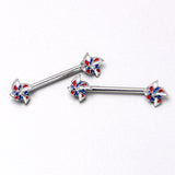 14G 9/16 Patriotic Pinwheel Barbell Nipple Ring Set