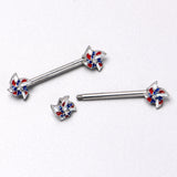 14G 9/16 Patriotic Pinwheel Barbell Nipple Ring Set