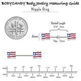 14G 9/16 Patriotic Flag Barbell Nipple Ring Set