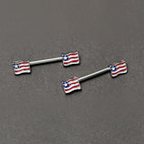 14G 9/16 Patriotic Flag Barbell Nipple Ring Set