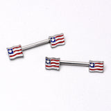 14G 9/16 Patriotic Flag Barbell Nipple Ring Set