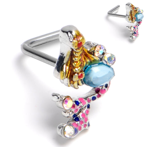 20G 7mm Aurora Gem Abstract Mermaid L-Shape Nose Ring
