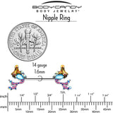 14G 9/16 Blue Aurora Gem Abstract Mermaid Barbell Nipple Ring Set