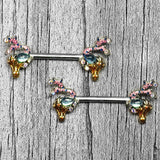 14G 9/16 Blue Aurora Gem Abstract Mermaid Barbell Nipple Ring Set