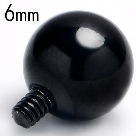 14G 6mm Black Replacement Ball End Internally Threaded Jewelry