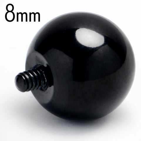 14G 8mm Black Replacement Ball End Internally Threaded Jewelry